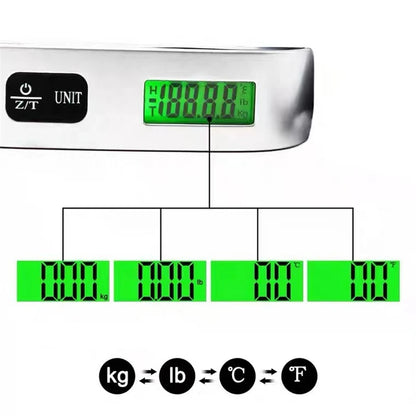 Portable Digital Luggage Scale — LCD Display Hanging Scale up to 110lb/50kg for Travel & Baggage Weighing
