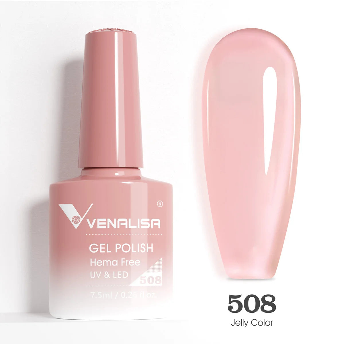 Venalisa HEMA-Free Glitter Gel Nail Polish — Full Coverage UV LED Soak-Off, Jelly Pink & Nude