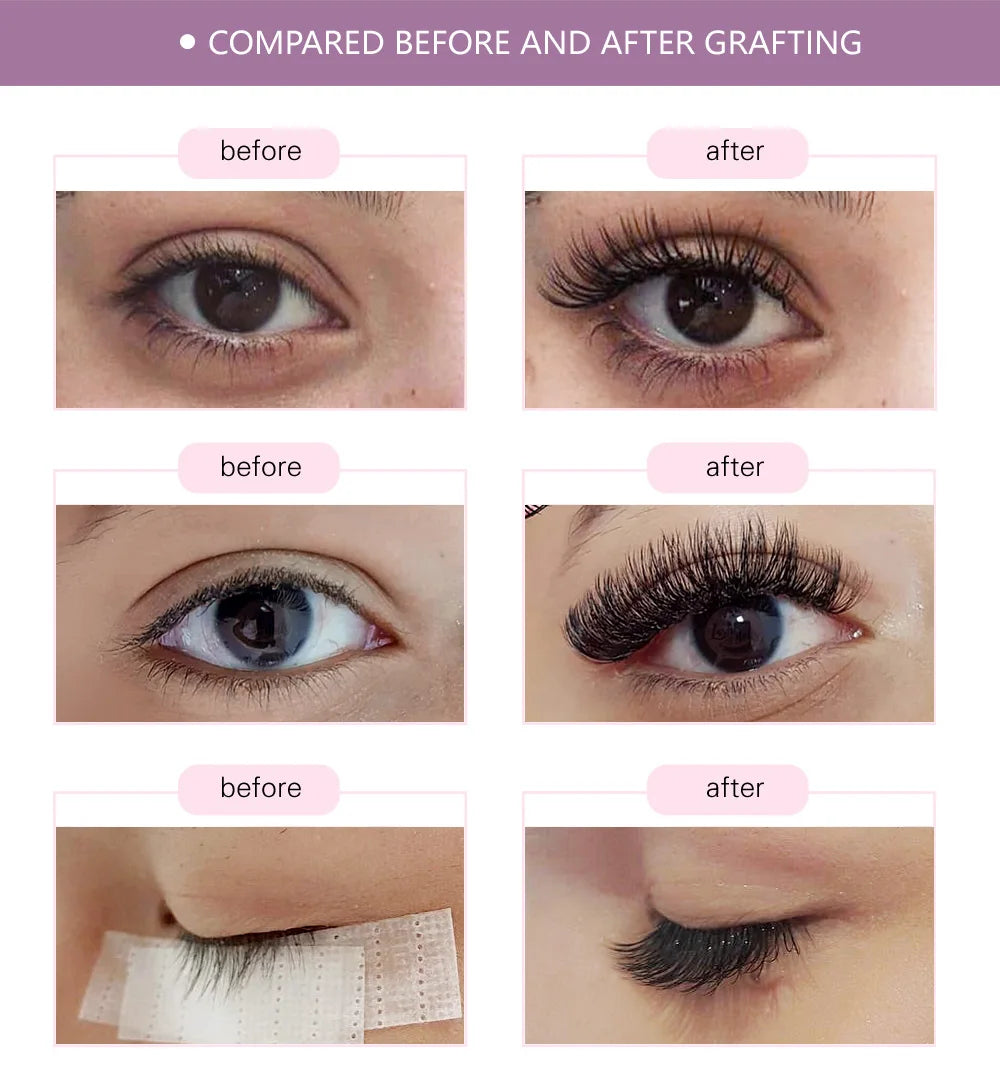 NAGARAKU 16-Row Classic Individual Eyelash Extensions — Matte Black Professional Soft Natural Lashes