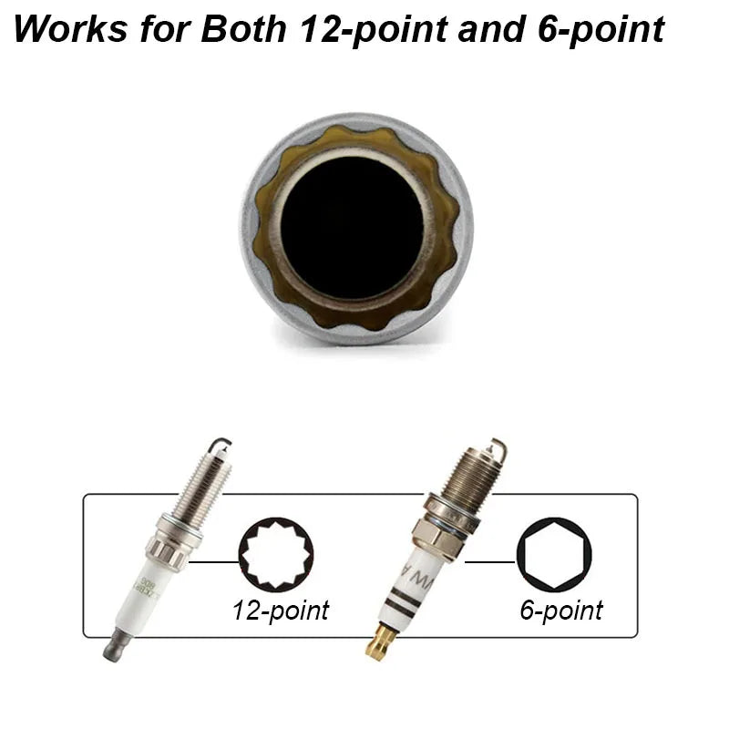 Spark Plug Socket Wrench Adapter Kit — 14mm & 16mm Magnetic Swivel Torque Removal Tool for Cars