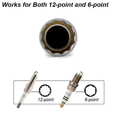 Spark Plug Socket Wrench Adapter Kit — 14mm & 16mm Magnetic Swivel Torque Removal Tool for Cars