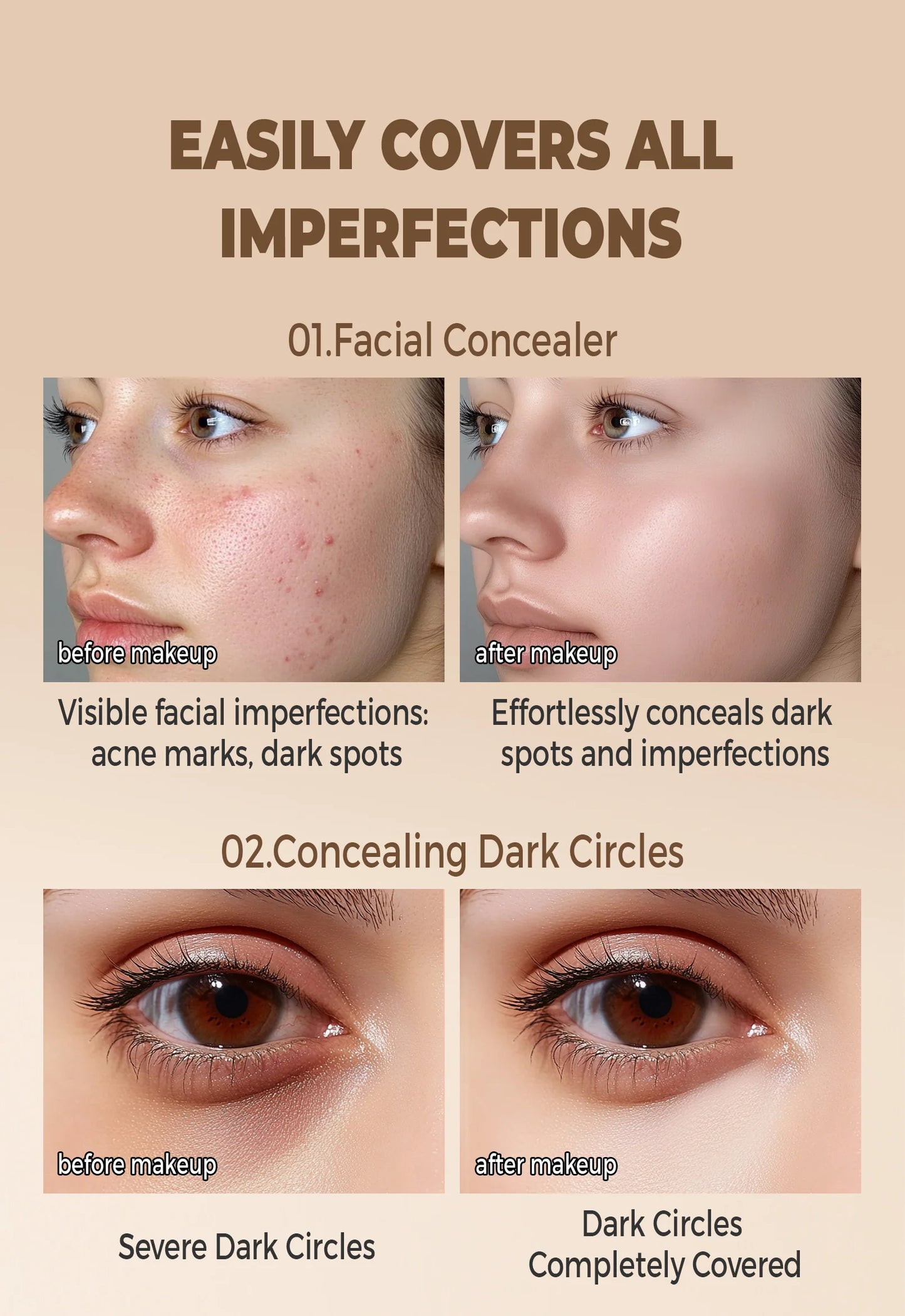 Waterproof Full Coverage Concealer — Covers Tattoos, Scars & Dark Spots