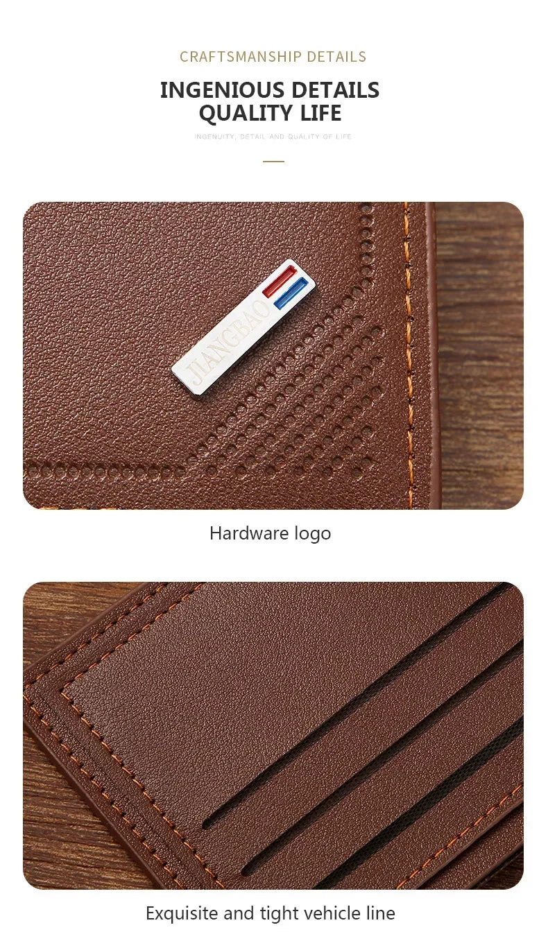 Men's Minimalist Soft Leather Short Wallet — Slim Foldable Bifold for Everyday Carry