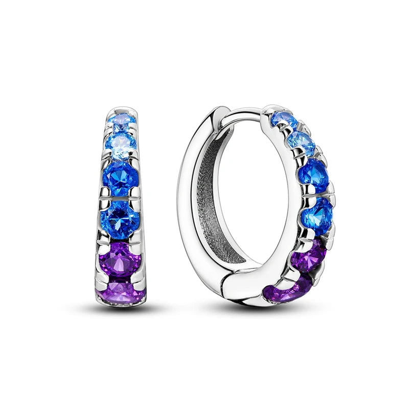 925 Sterling Silver Blue Zircon Butterfly Hoop Earrings — Colored Fine Jewelry for Women & Girls