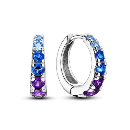 925 Sterling Silver Blue Zircon Butterfly Hoop Earrings — Colored Fine Jewelry for Women & Girls