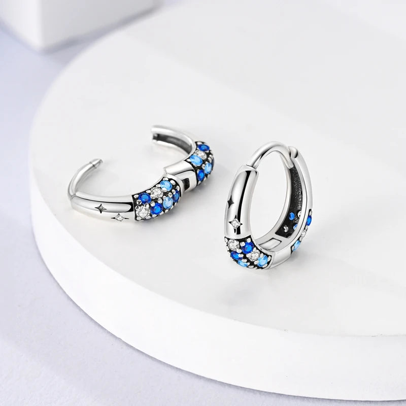 925 Sterling Silver Blue Zircon Butterfly Hoop Earrings — Colored Fine Jewelry for Women & Girls