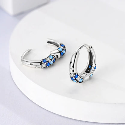 925 Sterling Silver Blue Zircon Butterfly Hoop Earrings — Colored Fine Jewelry for Women & Girls