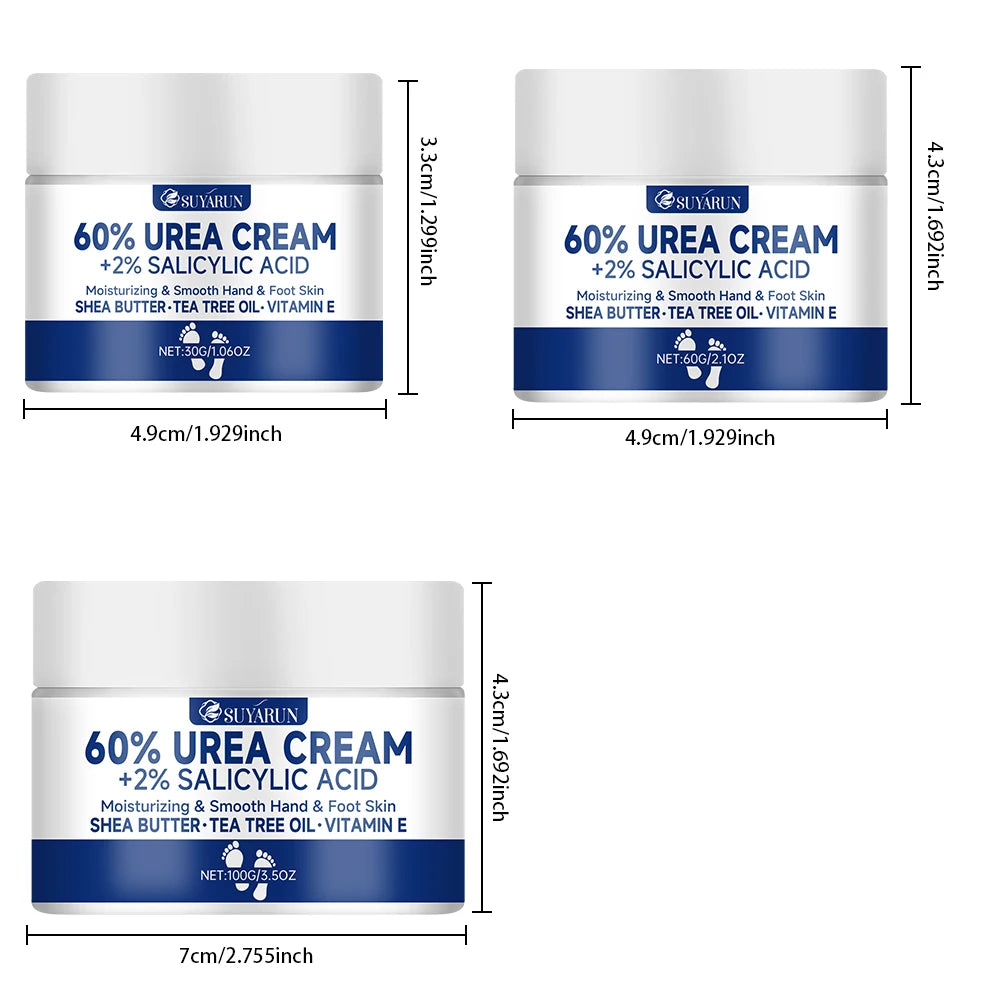 SUYARUN 60% Urea Foot Cream — Intensive Cracked Heel & Dry Skin Treatment, Diabetic Foot Care