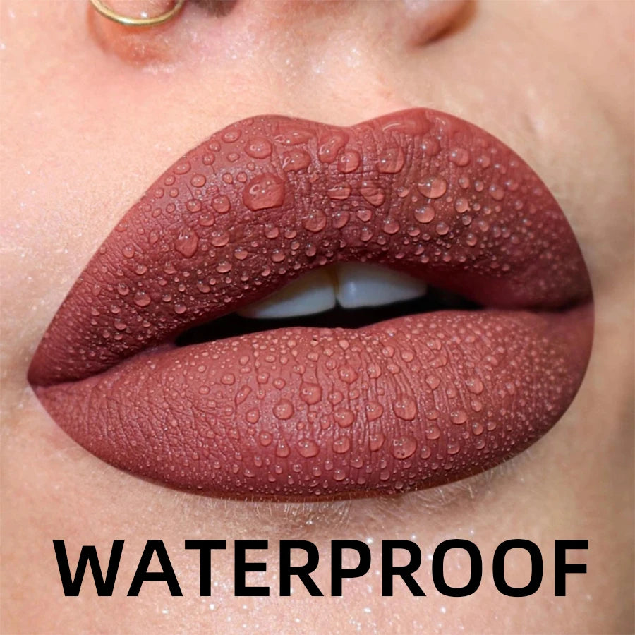 19-Color Matte Velvet Liquid Lipstick — Waterproof Long-Lasting Lip Glaze in Nude, Red & Black Shades