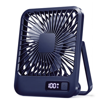 Portable USB Rechargeable Desk Fan — 180° Tilt Folding Table Fan with 5 Speeds, Power Display & Ultra-Quiet Motor