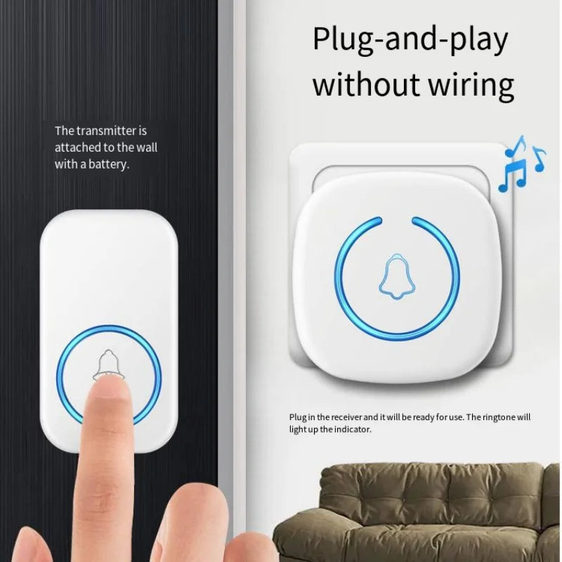 Smart Wireless Doorbell — 300M Long Range, 60 Melodies, US/EU/UK Plug for Home