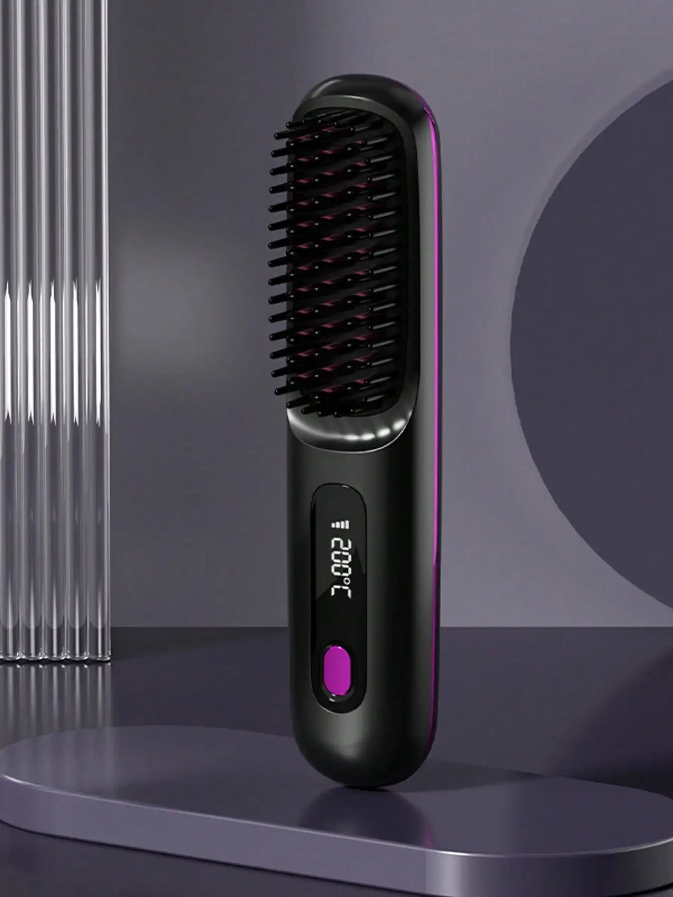 Women's Wireless Portable Hair Straightener Brush — USB Rechargeable Negative Ion Smoothing Tool with Anti-Scald Design
