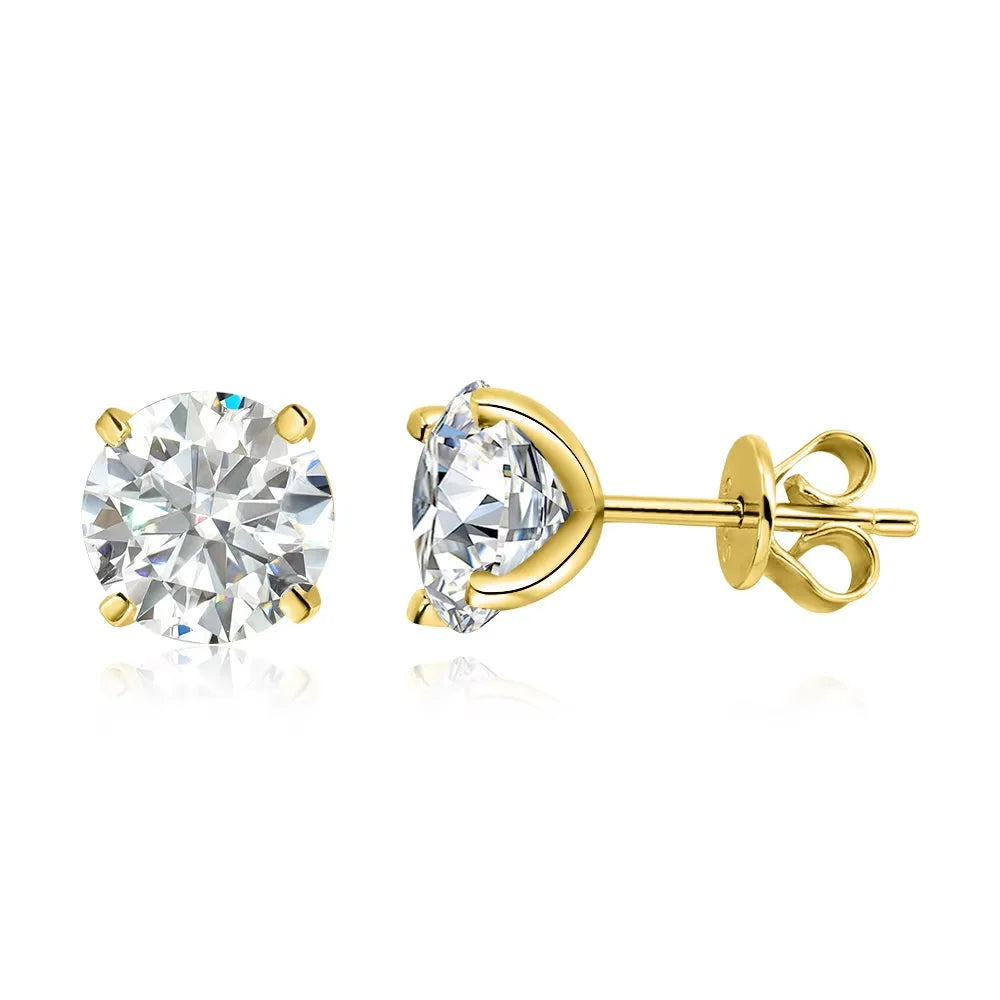 Smyoue Rose Gold Moissanite Stud Earrings — 0.2-3CT Lab Diamond 925 Pure Silver Wedding Earrings for Women