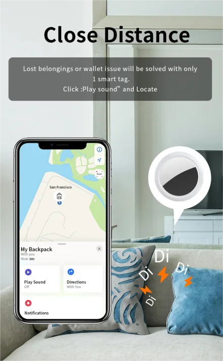JSPTEC Bluetooth GPS Tracker — IPX5 Waterproof Mini Finder for Kids, Pets, Elderly & Keys (iOS)