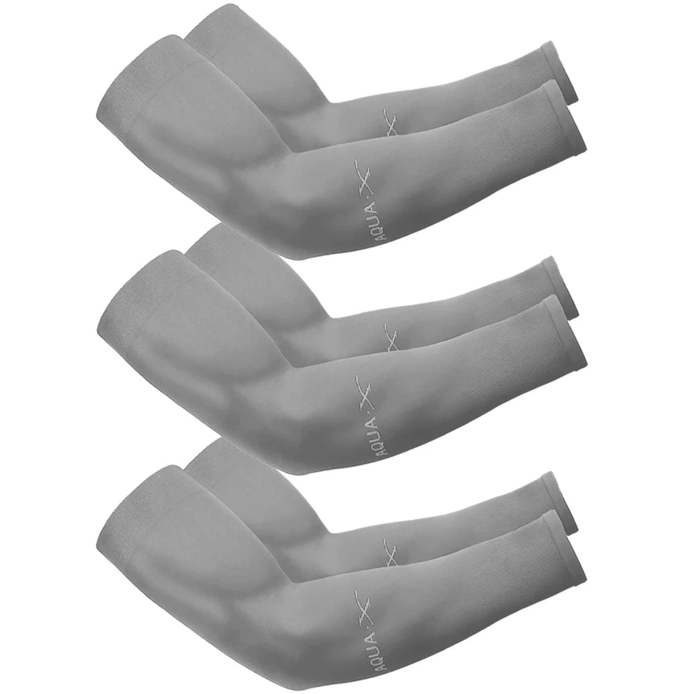 Sun Protection Ice Silk Arm Sleeves — 3 Pairs Unisex UV Guard for Cycling, Driving & Fishing