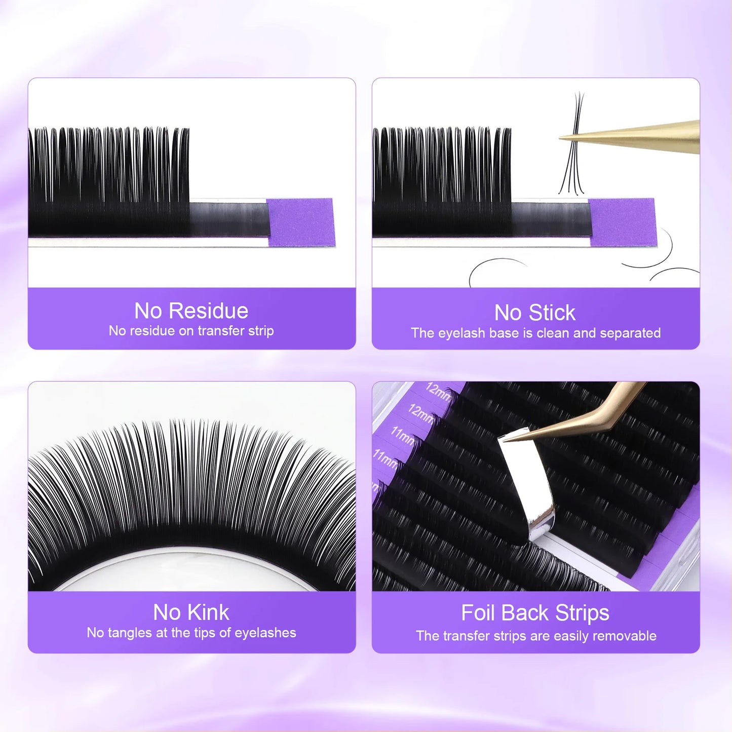 NAGARAKU 16-Row Classic Individual Eyelash Extensions — Matte Black Professional Soft Natural Lashes