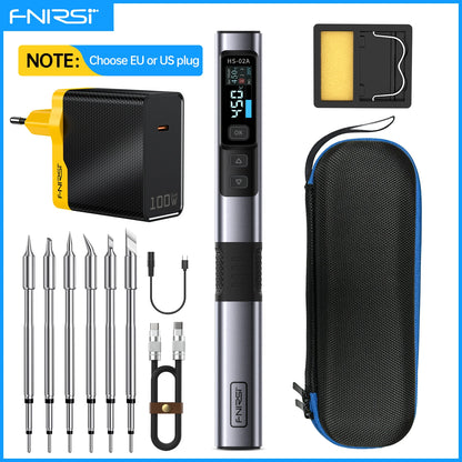 FNIRSI HS-02 Portable Soldering Iron — 100W PD, Adjustable 100-450°C Temperature & Fast Heating
