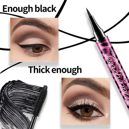 YANQINA Waterproof Liquid Eyeliner & 4D Mascara Set — Thick Curling Lashes & Eyebrow Pencil Eye Makeup
