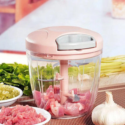 Manual Meat Mincer & Garlic Chopper — 500/900ml Rotate Press Crusher for Vegetables & Onions