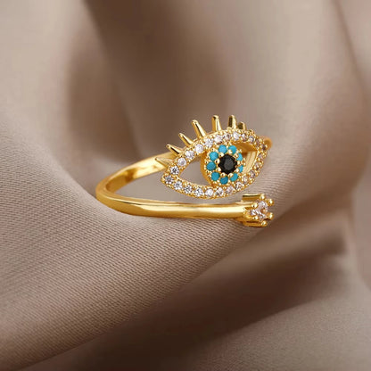 Adjustable 18K Gold-Plated Stainless Steel Zircon Ring – 30 Designs