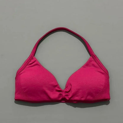Women's Sports Strappy Yoga Bra — High Support Backless Halter Fitness Workout & Running Bra