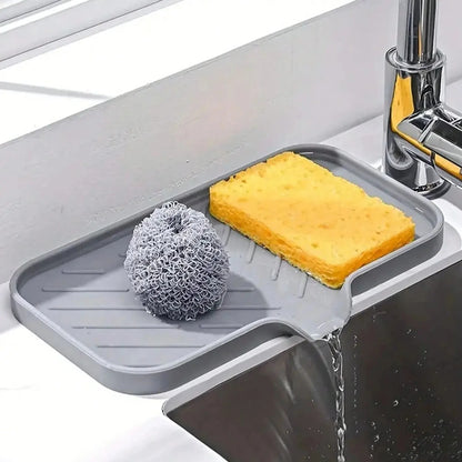 Silicone Sink Storage Tray — Drain Design Sponge & Soap Holder for Kitchen
