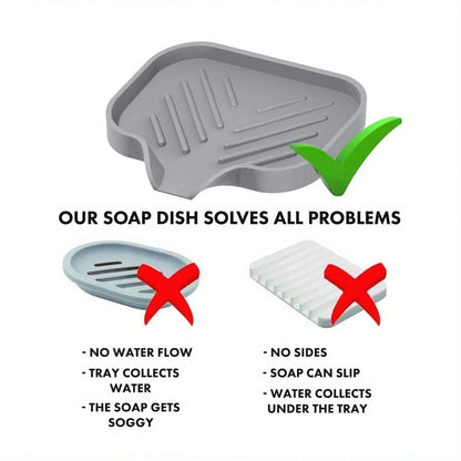 Silicone Sink Storage Tray — Drain Design Sponge & Soap Holder for Kitchen