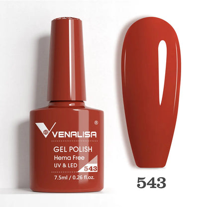 Venalisa HEMA-Free Glitter Gel Nail Polish — Full Coverage UV LED Soak-Off, Jelly Pink & Nude
