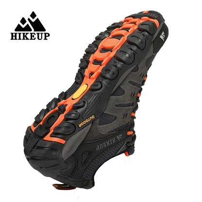 HIKEUP Men's Suede Leather Hiking Shoes — Wear-Resistant Outdoor Trekking, Walking & Tactical Sneakers