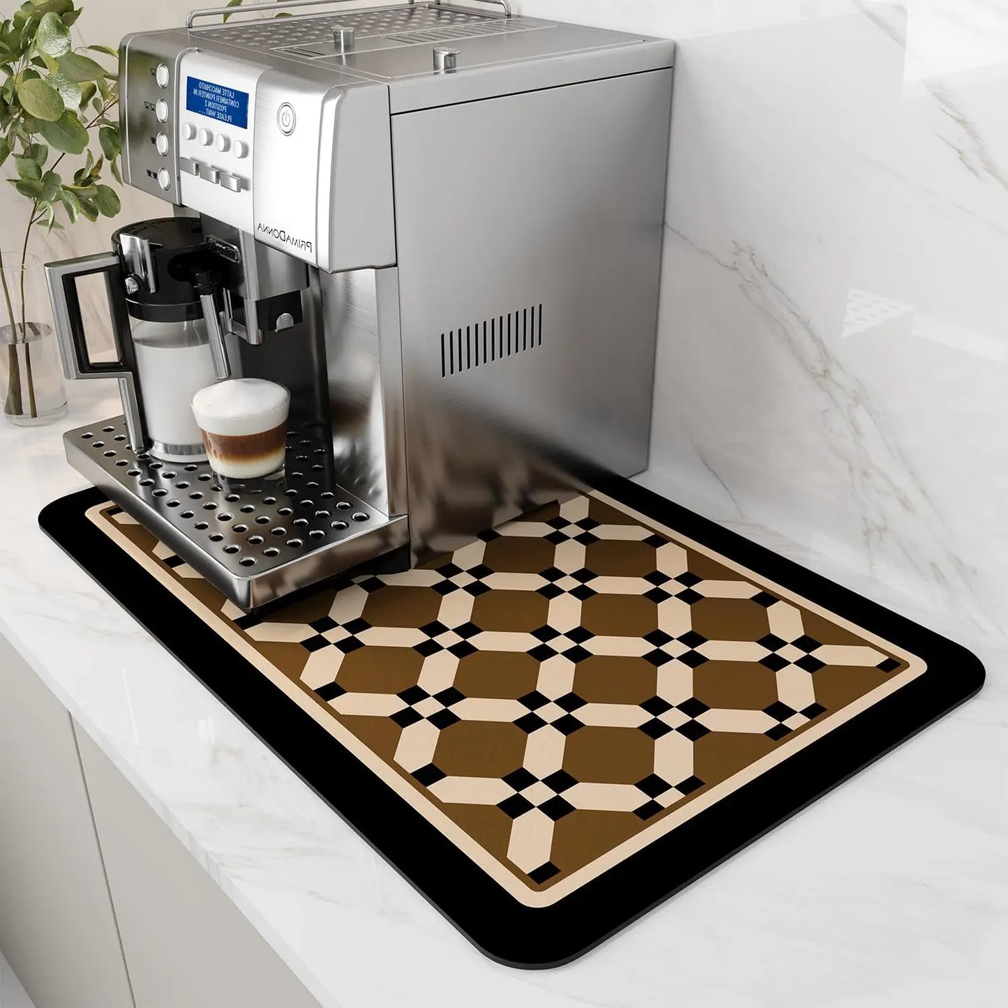 Anti-Slip Coffee Station Mat — Rubber-Backed Water-Absorbent Dish Drying & Drainage Pad for Kitchen Worktops