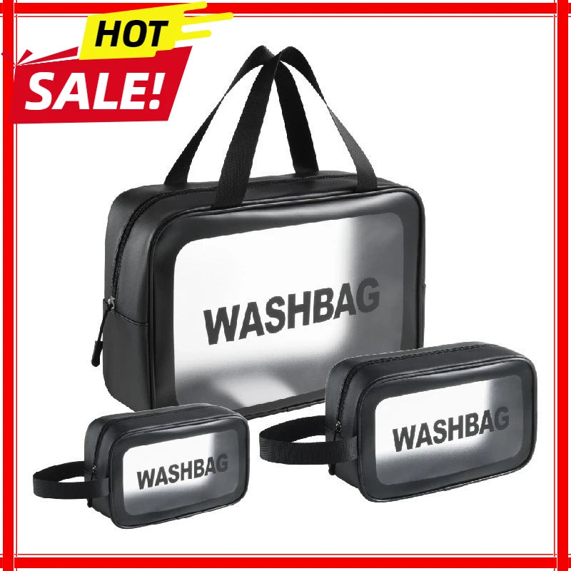 Dry-Wet Separation Travel Bag — Transparent PU Cosmetic & Gym Essentials Bag