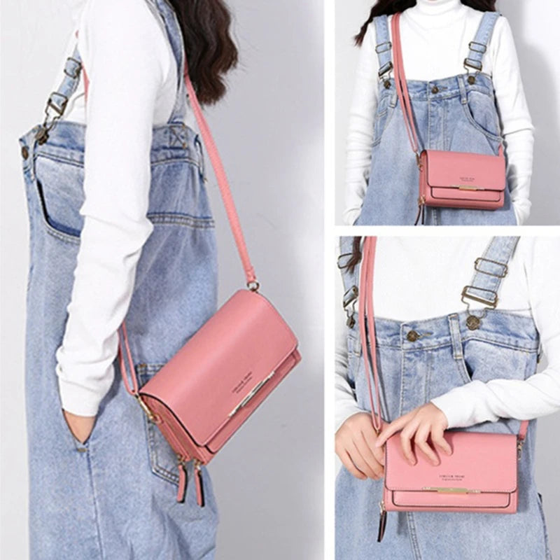 Women's Korean Multi-Card Wallet — Large Capacity Casual Shoulder Bag & Mobile Phone Purse