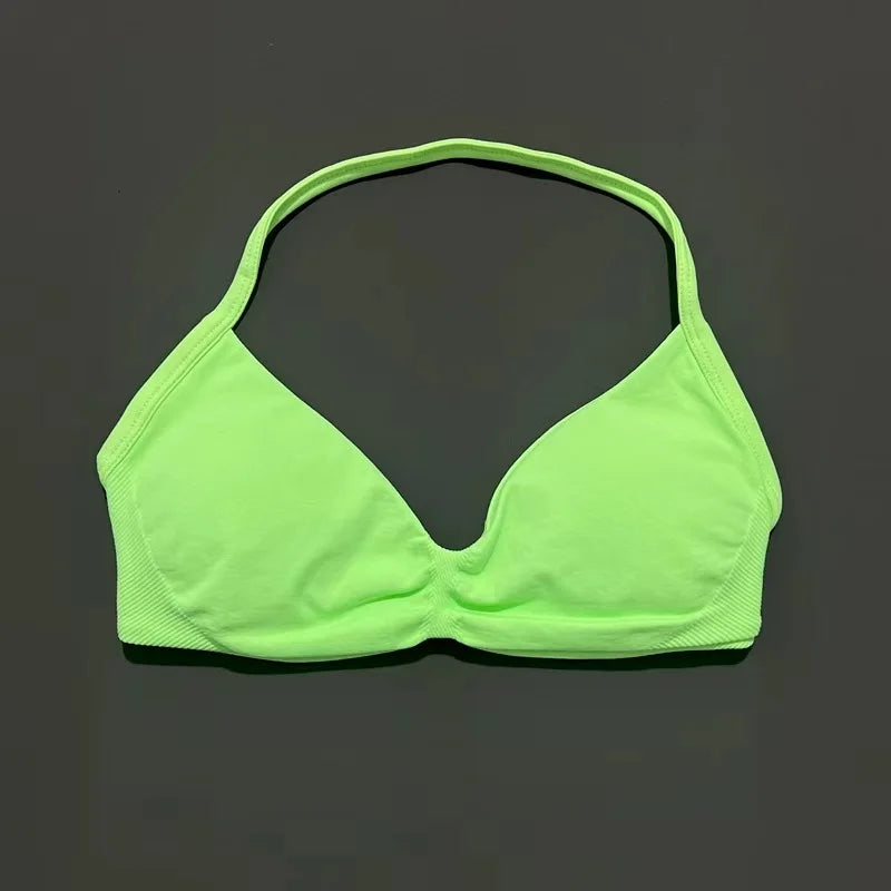 Women's Sports Strappy Yoga Bra — High Support Backless Halter Fitness Workout & Running Bra
