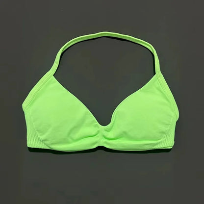 Women's Sports Strappy Yoga Bra — High Support Backless Halter Fitness Workout & Running Bra