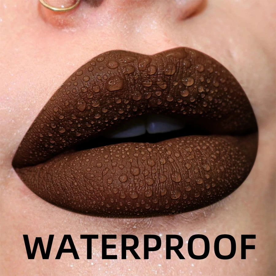 19-Color Matte Velvet Liquid Lipstick — Waterproof Long-Lasting Lip Glaze in Nude, Red & Black Shades