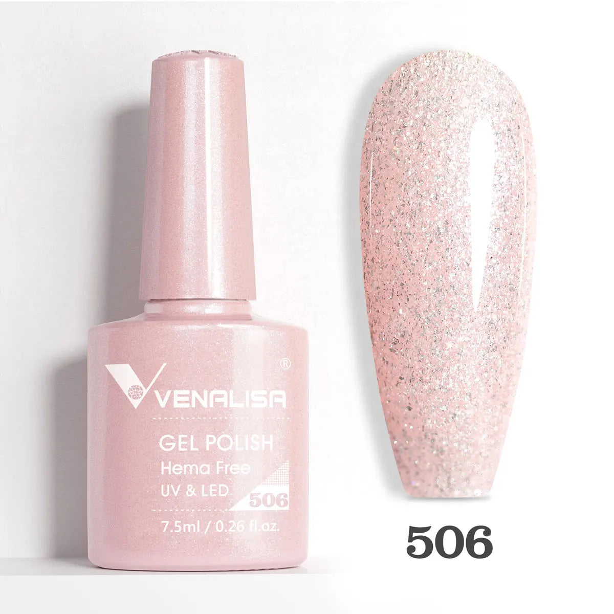 Venalisa HEMA-Free Glitter Gel Nail Polish — Full Coverage UV LED Soak-Off, Jelly Pink & Nude