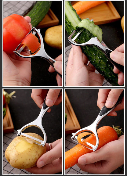 Stainless Steel Multi-Function Vegetable & Fruit Peeler — Carrot Grater & Kitchen Peeling Tool