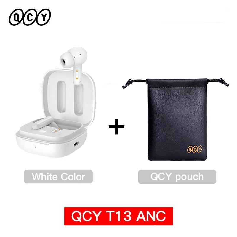 QCY T13 ANC Wireless Earbuds — Bluetooth 5.3, Active Noise Cancellation & 4-Mic ENC for Clear Calls