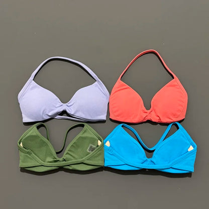 Women's Sports Strappy Yoga Bra — High Support Backless Halter Fitness Workout & Running Bra