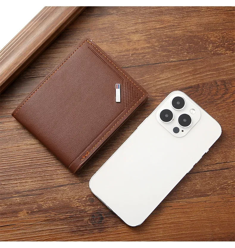 Men's Minimalist Soft Leather Short Wallet — Slim Foldable Bifold for Everyday Carry