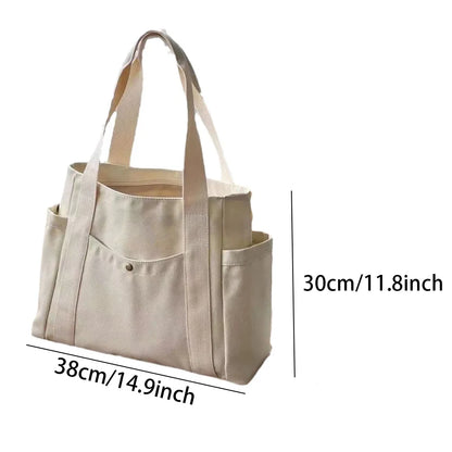 Large Capacity Canvas Tote Bag — Work, College & Shopping Shoulder Bag for Women