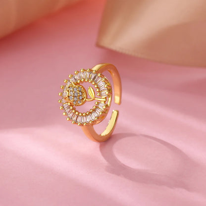 Adjustable 18K Gold-Plated Stainless Steel Zircon Ring – 30 Designs