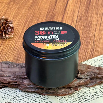 36-Hour Emergency Beeswax Survival Candle — 3-Wick Long Lasting Aroma Candle for Home & Camping