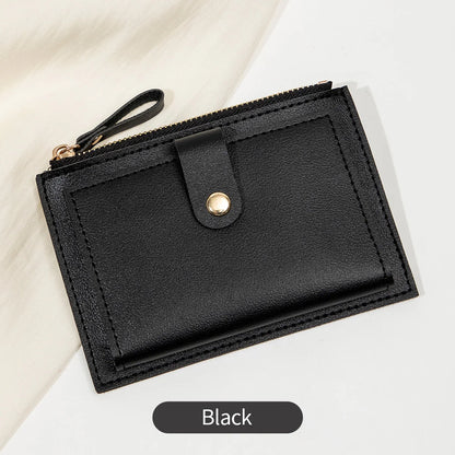 Women's Mini PU Leather Credit Card Holder Wallet — Ultra-Thin Minimalist Short Purse
