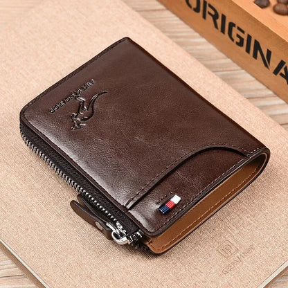 Men's RFID Luxury Leather Wallet — Business Card Holder, Zipper Coin Purse & Bifold
