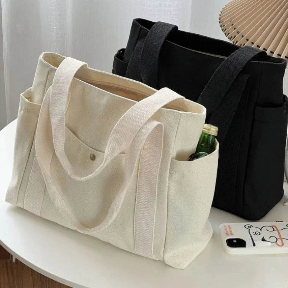 Large Capacity Canvas Tote Bag — Work, College & Shopping Shoulder Bag for Women