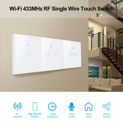 EU WiFi Smart Light Switch — No Neutral Wire, Touch & RF433, Tuya App, Alexa & Google Home