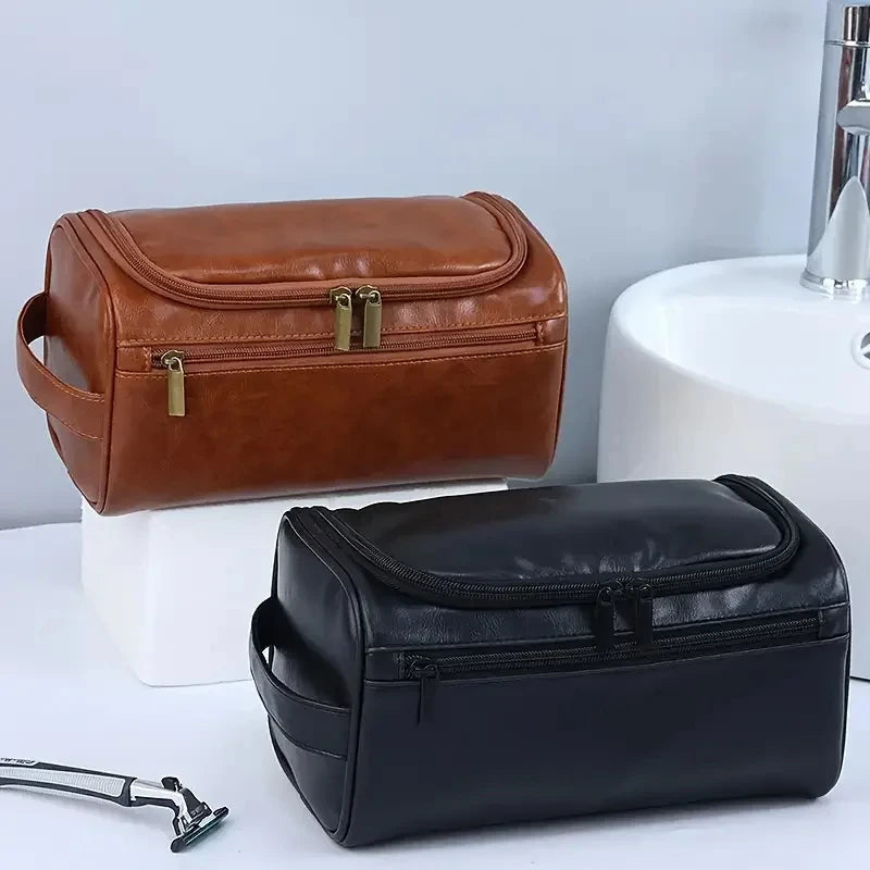 Leather Toiletry Bag — Hanging Dopp Kit for Men & Women