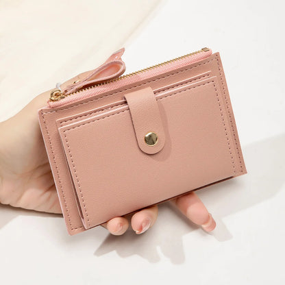 Women's Mini PU Leather Credit Card Holder Wallet — Ultra-Thin Minimalist Short Purse