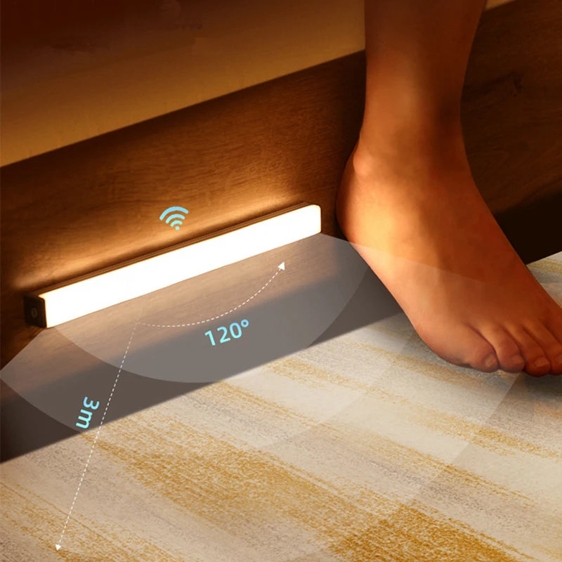 LED Motion Sensor Cabinet Light — USB Type-C Rechargeable Wireless Night Light for Kitchen, Wardrobe & Stairs